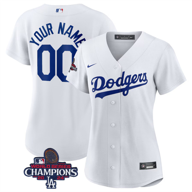 Women's Los Angeles Dodgers ACTIVE PLAYER Custom White 2024 World Series Champions Cool Base Stitched Baseball Jersey(Run Small)